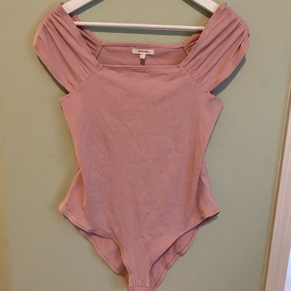 Maurices Tops - Maurices Pink Ribbed Bodysuit NWT